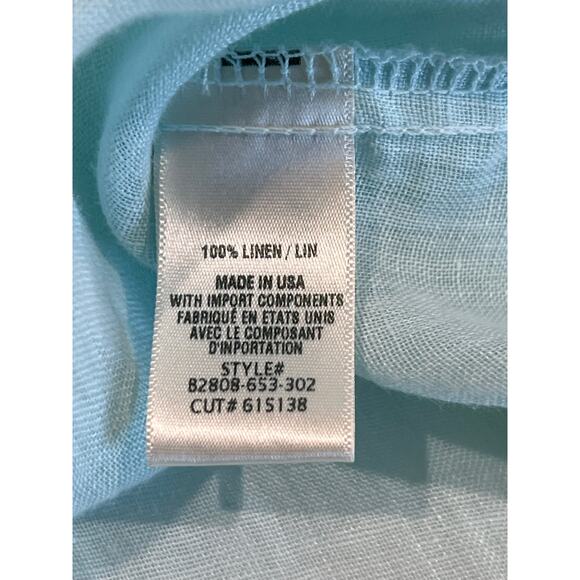 Bella Dahl Blue 100% Linen Button Shirt Women's Size M Breathable Quiet Luxury - Picture 6 of 9